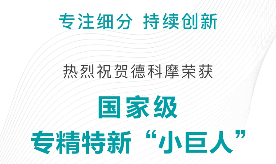 喜报！德科摩跻身“国家队”，荣获国家级专精特新“小巨人”企业认定
